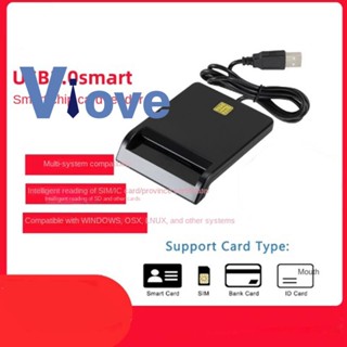 เครื่องอ่านการ์ดอัจฉริยะ USB Atm Bank Tax Declaration Ic Card Reader ID Device Connector Genuineator ID Card (สีดํา)