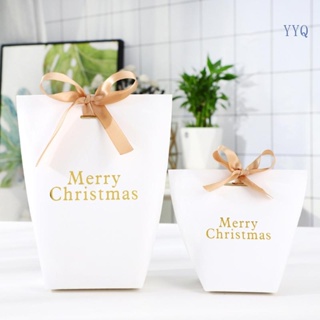 Yys ถุงขนม ลาย Merry Christmas สีบรอนซ์ สไตล์ฝรั่งเศส สําหรับใส่ขนมหวาน งานแต่งงาน ปาร์ตี้วันเกิด เบเกอรี่ 10 ชิ้น