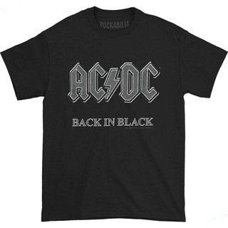 เสื้อยืดผู้ชายและผู้หญิง AC/DC - Back In Black Logo T-Shirt Size XXXL Short sleeve T-shirts