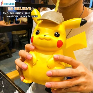 แก้วน้ำปิกาจู Detective Pikachu Water Cup Movie Animation Suction Cup ถ้วยดูดน้ำ Pikachu Cup ICECUBE