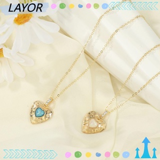 Layor สร้อยคอโช้คเกอร์ จี้รูปหัวใจ ปรับได้ หลากสี เครื่องประดับแฟชั่น