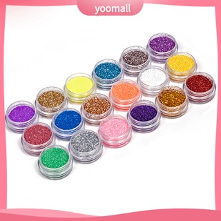 {YO} ผงกลิตเตอร์โลหะ 18 สี สําหรับตกแต่งเล็บเจล UV อะคริลิค