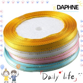 Daphne ริบบิ้นผ้าซาติน ขอบทอง 1/4 นิ้ว x 25 หลา ขอบทอง ขอบทอง ชมพู ฟ้า เบจ ส้ม โพลีเอสเตอร์ โครงการเย็บผ้า สองด้าน สีซาติน 4 ชิ้น