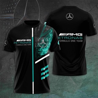 เสื้อยืดแขนสั้นลําลอง พิมพ์ลาย Mercedes AMG HQ7 F1 พลัสไซซ์ แฟชั่นสําหรับผู้ชาย QH7