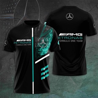 เสื้อยืดแขนสั้นลําลอง พิมพ์ลาย Mercedes AMG HQ7 F1 พลัสไซซ์ แฟชั่นสําหรับผู้ชาย QH7