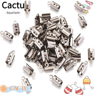 Cactu แคลมป์ปลายสายริบบิ้น สเตนเลส สีเงิน พร้อมห่วงเชื่อมต่อ สําหรับทําเครื่องประดับ