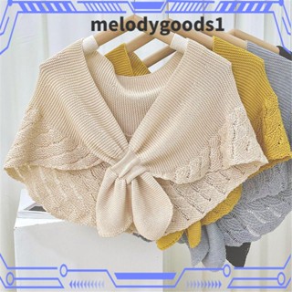 MELODYGOODS1 เสื้อยืด ผ้าคลุมไหล่ ผ้าถัก แบบนิ่ม ป้องกันลม ถอดออกได้ แฟชั่นฤดูใบไม้ร่วง และฤดูหนาว สําหรับผู้หญิง