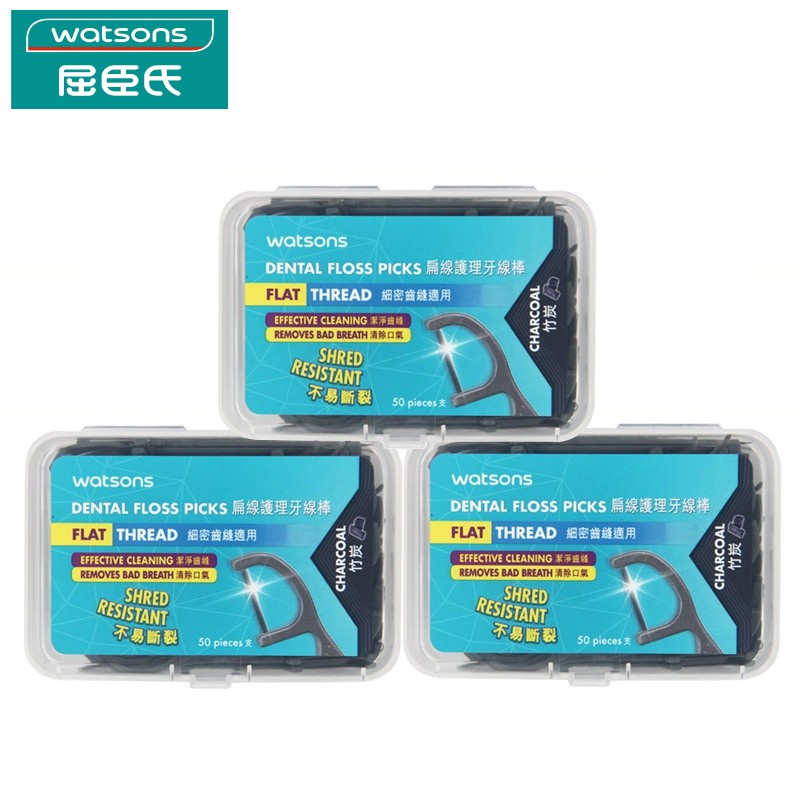 Watson Smooth Dental Floss การดูแลทําความสะอาดลึกไหมขัดฟัน Stick Family Pack บรรจุภัณฑ ์ แบบพกพา 50 