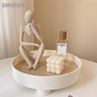  DAKOTASK ถาดเสิร์ฟพลาสติกกลมโต๊ะเก็บเครื่องสำอางโต๊ะออแกไนเซอร์คอนเทนเนอร์สำหรับขนมขบเคี้ยวเครื่องประดับโต๊ะเครื่องแป้ง