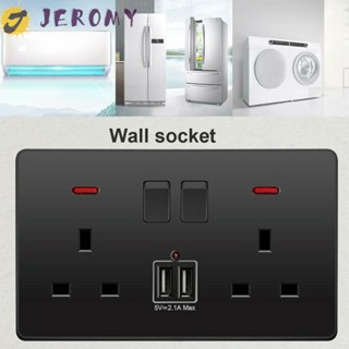 Jeromy ซ็อกเก็ตปลั๊ก UK ติดผนัง พร้อมพอร์ตชาร์จ USB 2 พอร์ต