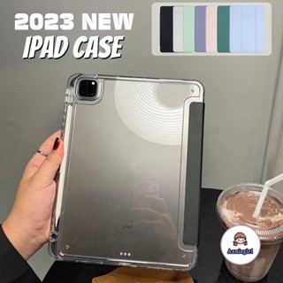 เคสแท็บเล็ต แบบใส กันกระแทก พร้อมขาตั้ง และคลิปหนีบ สําหรับ IPAD Air 3 4 Air 5 IPAD Mini 6 2018 5 2017 9 2021 10 2022 PRO 12.9 2022 2021 2020