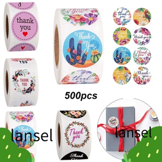 Lansel สติกเกอร์ฉลาก ลายดอกไม้ Thank You มีกาวในตัว สําหรับตกแต่งบรรจุภัณฑ์ 500 ชิ้น