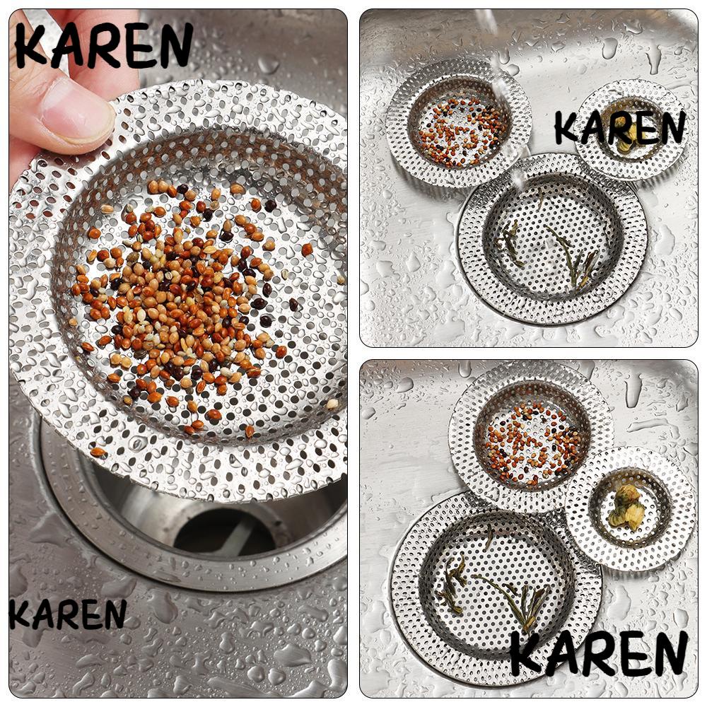 Karen ที่กรองอ่างล้างจาน ห้องครัว สเตนเลส ฝักบัวอาบน้ํา ทําความสะอาดเส้นผม ป้องกันการอุดตัน ตาข่ายดัก