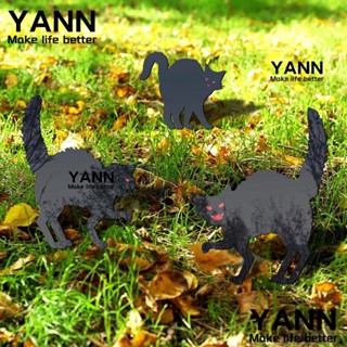 Yann1 หมุดรูปแมว สีดํา กันน้ํา สําหรับตกแต่งสวนฮาโลวีน 1 ชิ้น 3 ชิ้น