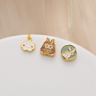 เครื่องประดับ ลูกปัดชุบทอง รูปกระต่าย เมฆ สไตล์โบราณ diy