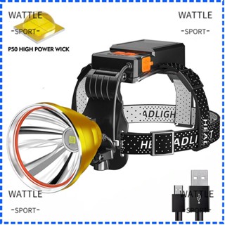 Wattle ไฟฉายคาดศีรษะ LED สว่างพิเศษ สําหรับตกปลา ตั้งแคมป์