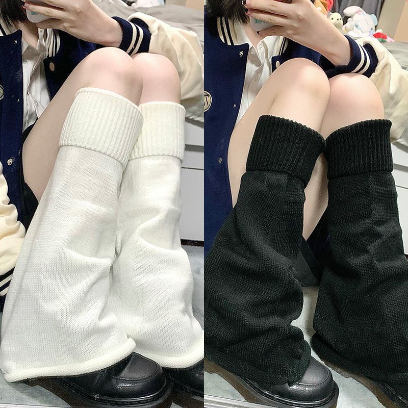 Lolita Solid Color Socks Set for Autumn Girls' New Winter Warm Calf Socks JK Girls' Wide Leg Socks Set Y2K Girls' Socks Set