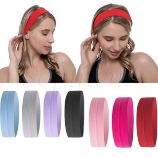 ที่คาดผม แบบยืดหยุ่น กันลื่น สีพื้น แบบเรียบง่าย สไตล์เกาหลี สําหรับออกกําลังกาย เล่นโยคะ