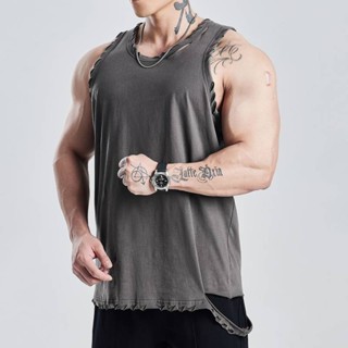 American-Style Sports Vest for Men Summer Workout Training Loose Breathable Sleeveless Big T-shirt Clothes 1nNy