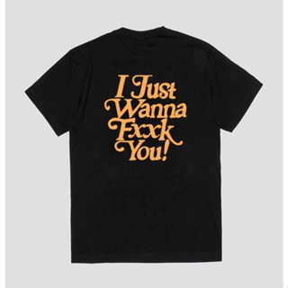 พร้อมส่ง เสื้อยืดแขนสั้น พิมพ์ลายตัวอักษร I Just Wanna Fxxk You ทรงหลวม สําหรับผู้ชาย และผู้หญิง