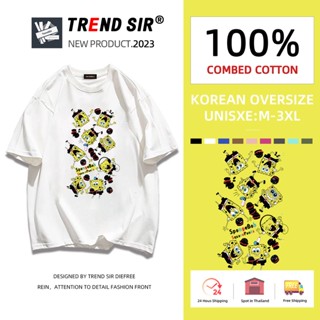 TrendSir 🌻🧸มาใหม่🧸🌻 เสื้อยืดไซส์ใหญ่ สำหรับชายและหญิง บายขนส่งเเท้เเบบฝ้ มี7สี M-3XL