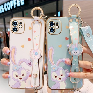 เคสโทรศัพท์มือถือแบบนิ่ม ลายกระต่าย StellaLou พร้อมสายคล้อง หรูหรา สําหรับ Samsung Galaxy A01 A02 A02S A03 Core A03S A04 A04E A10 A10S