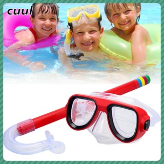 [ลดราคา] Child Diving Snorkeling Swimming Scuba Total Dry Snorkel And Mask Glass Lens cod