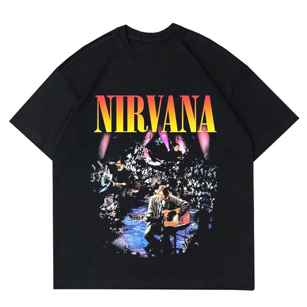 เสื้อยืดวง NIRVANA VINTAGE OVERSIZE - MTV UNPLUGGED 1993 | เสื้อยืดผู้ชาย NIRVANA H&M BLACK