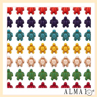 Alma ลูกปัดเทอร์ควอยซ์ รูปเต่า ย้อมสี สุ่มสี สําหรับทําเครื่องประดับ 115 ชิ้น