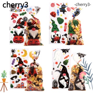 Cherry3 ถุงพลาสติก ลายฟักทอง สําหรับใส่ขนม บิสกิต ฮาโลวีน 50 ชิ้น