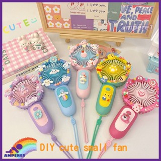 Kuromi Fan Cartoon Fan Cream Glue Diy Day 1 Gift Small Fan Handmade Material Pack Kuromi New Style Student Handmade Desktop Mute -AME1 -AME1