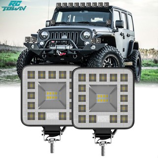 Rctown อะไหล่ไฟหน้ารถยนต์ Led 19 ดวง 57w 6500k 1800lm ทรงสี่เหลี่ยม ขนาดเล็ก 2 ชิ้น
