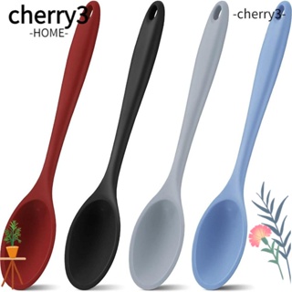 Cherry3 ช้อนซิลิโคน ทนความร้อน ไม่ติดผิว ขนาดใหญ่ 10.63 นิ้ว สีดํา ฟ้า เทา แดง สําหรับผสมอาหาร 4 ชิ้น