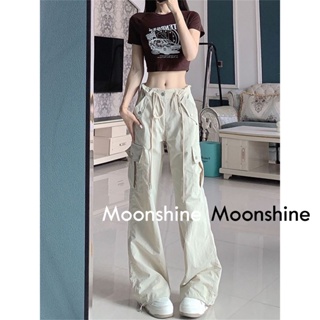 Moon  กางเกงขายาว คาร์โก้ กางเกง เชือกอเมริกันคลาสิค Cargo pants 2023 NEW 073127 Korean Style Chic ins Trendy A90M00N 36Z230909