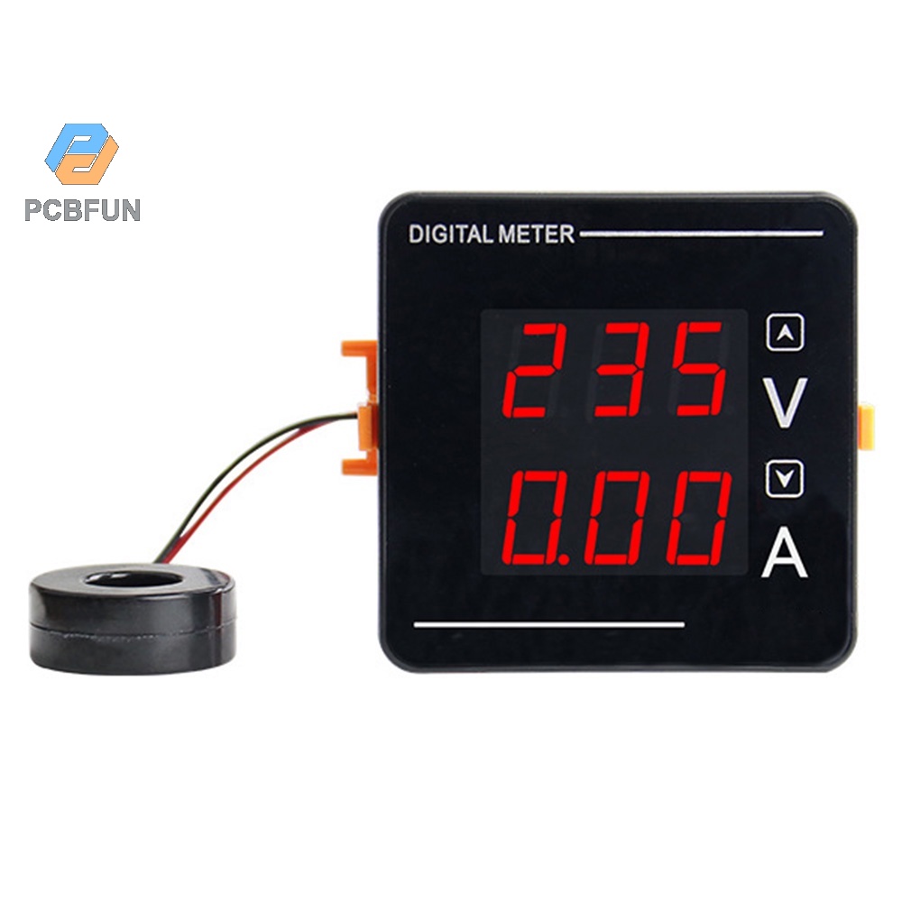 Pcbfun Ac50-500v 1-120a เครื่องวัดแรงดันไฟฟ้าดิจิทัล หน้าจอคู่ แอมมิเตอร์ โวลต์มิเตอร์