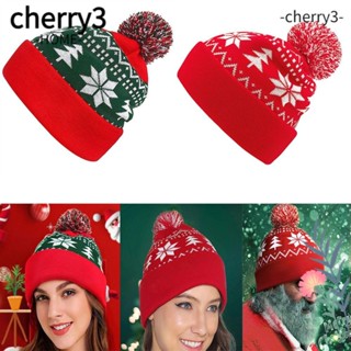 Cherry3 หมวกคริสต์มาส ลายเกล็ดหิมะน่ารัก สําหรับวันหยุด