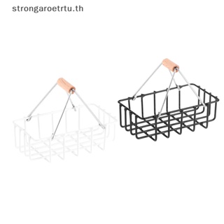 Strongaroetrtu โมเดลตะกร้าช้อปปิ้ง โลหะ ขนาดมินิ 1:12 สําหรับตกแต่งบ้านตุ๊กตา