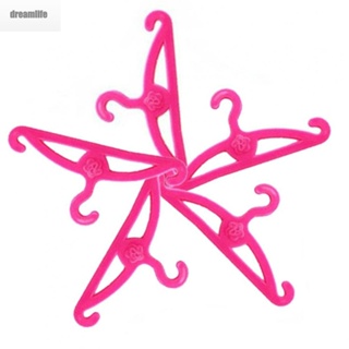 【DREAMLIFE】60 Pcs Pink Plastic Hangers for Pink Girl Doll Dress Clothes Gown Accessories