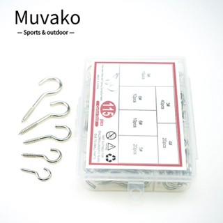 Muvako ตะขอสกรูโลหะ 115 ชิ้น #3-#8 สกรูไม้ สเตนเลส ขนาดเล็ก สําหรับงานหนัก ในร่ม กลางแจ้ง