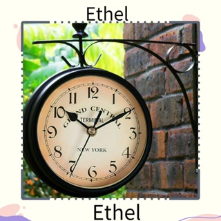 Ethel1 นาฬิกาแขวนผนัง สองด้าน ทนทาน ย้อนยุค ด้านนอก