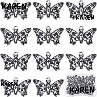 Karen จี้ต่างหู รูปกะโหลกไขว้ อัลลอย สไตล์โกธิค สีดํา สีขาว สําหรับผู้หญิง 20 ชิ้น