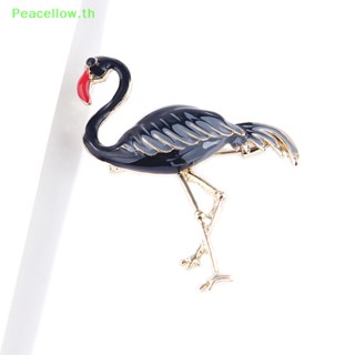 Peacellow ใหม่ เข็มกลัด รูปนกฟลามิงโก้ นกฟลามิงโก้ เครื่องประดับหรูหรา TH