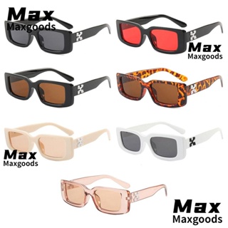 Maxg 90s แว่นตากันแดด UV400 ทรงสี่เหลี่ยมผืนผ้า ลายเกล็ดหิมะ สีดํา แฟชั่นสําหรับผู้หญิง และผู้ชาย Y2k