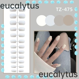 Eucalytus1 เล็บปลอม หัวเหลี่ยม แบบสั้น ถอดออกได้ แวววาว สีพื้น สําหรับตกแต่งเล็บ 24 ชิ้น