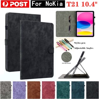 เคสหนัง ฝาพับแม่เหล็ก กันกระแทก พร้อมช่องใส่บัตร สําหรับ NoKia T21 10.4 นิ้ว 2022