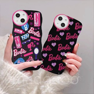 บาร์บี้ Casing Redmi Note 12 11S 11 10s 10 Pro 9 8 10C 10A 9C 9S 9A 6A 5A POCO X5 M3 X3 X4 M4 Pro 4G F4 F5 5G NFC K40S Cute Wave Edge Black Pink Barbie Love Cartoon BFF Soft Phone Case Clear Lens Fine Hole Airbag Anti-fall Back Cover BW 82