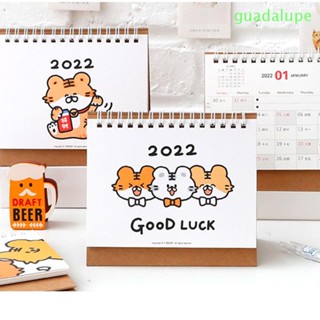 Guadalupe ปฏิทินตั้งโต๊ะ ปี 2022 แบบพกพา อุปกรณ์สํานักงาน ตารางตารางงานประจําวัน แบบคู่ ประจําปี จัดระเบียบ แพลนเนอร์รายเดือน ปฏิทินตั้งโต๊ะ