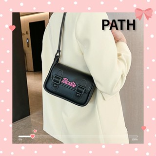 Path กระเป๋าถือ กระเป๋าสะพายไหล่ สะพายข้าง หนัง PU ทรงคลัทช์ สีดํา แฟชั่นวินเทจ สําหรับสตรี