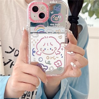 เคสโทรศัพท์มือถือ ซิลิโคน กันกระแทก ลายเส้นกราฟฟิตี้ พร้อมกระจก สําหรับ Iphone 14 11 12 13 PRO MAX 13ProMax 12 13pro 11 14pro