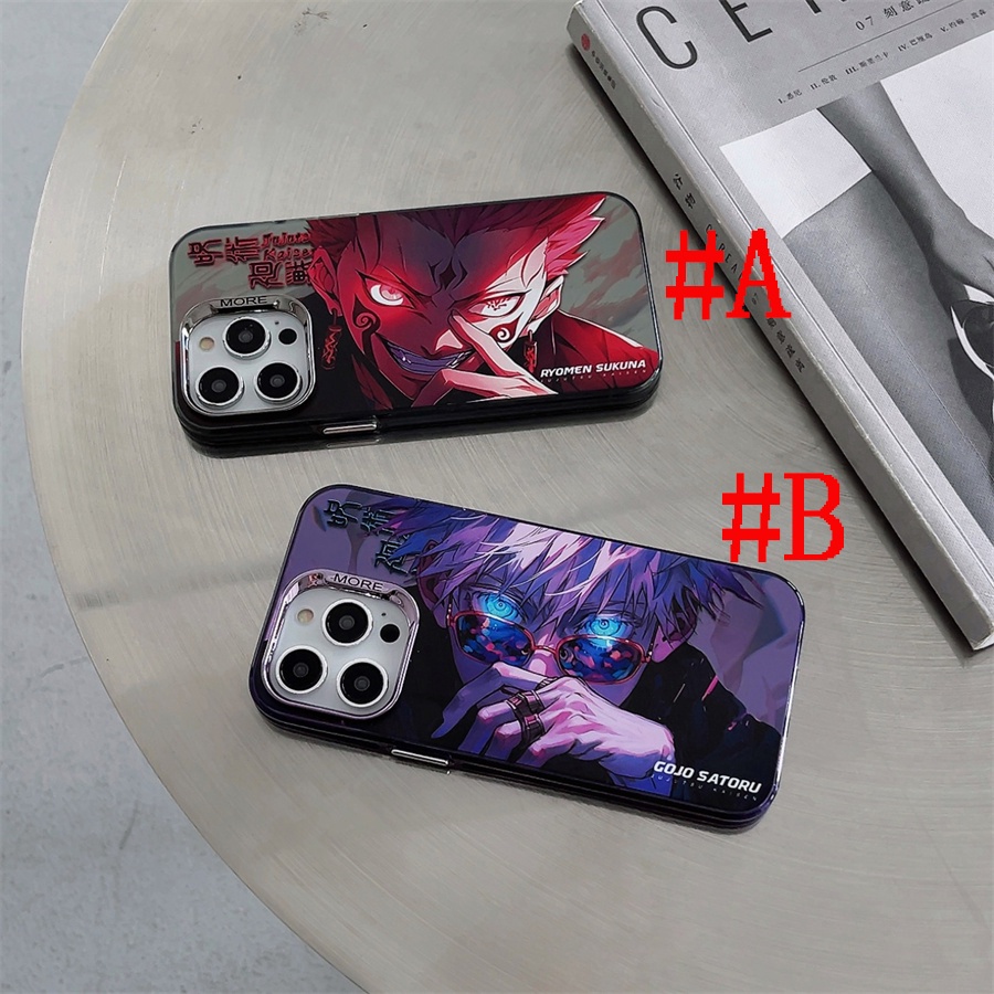 เคสแข็ง เคสไอโฟน iPhone 15 Pro Max iPhone 14 Pro Max iPhone 13 Pro Max iPhone 12 Pro Max iPhone 11 Cartoon Cool จุ้ยสุไคเซน Jujutsu Kaisen โกโจซาโตรุ Gojo Satoru &amp; Ryomen Sukuna Electroplating Design Protective Hard Case